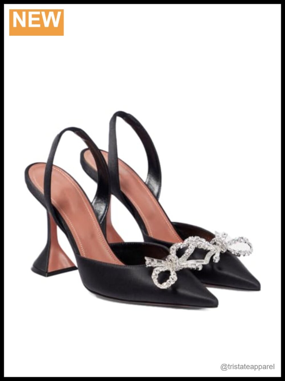 Kitten Heel Slingback Pumps Pointed Toe Rhinestone Bow Dress Heels